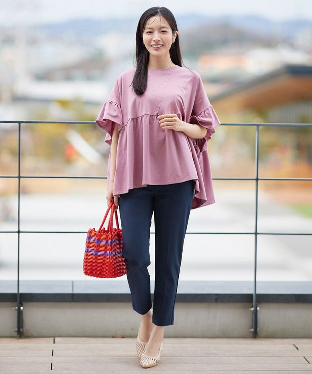 Tiaclasse L 日本製サーラドライ・テーパードパンツ ネイビー