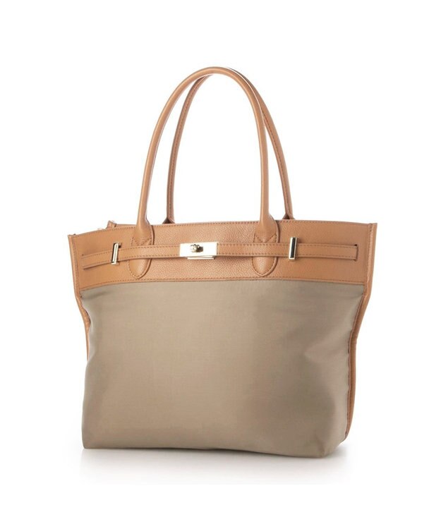 UNBILLION 【テレビ ドラマ着用アイテム】ペルケ perche / ナイロン牛革ヒネリ金具トートバッグ ベージュ