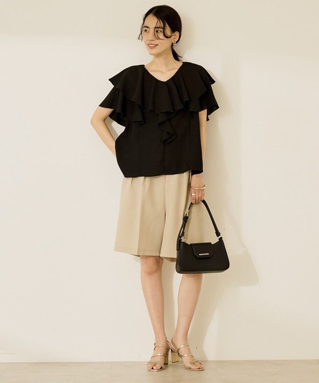 AMERICAN HOLIC イージーケアフリルシャツ Black