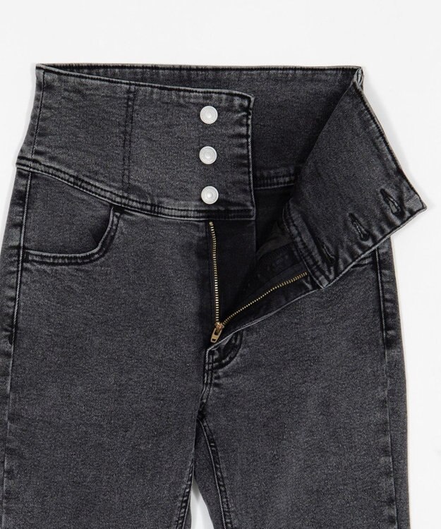 WEGO 【ストレッチ/美脚/脚長シルエット/XSSMサイズ展開】ハイウエストストレッチフレアデニムパンツ ブラックその他