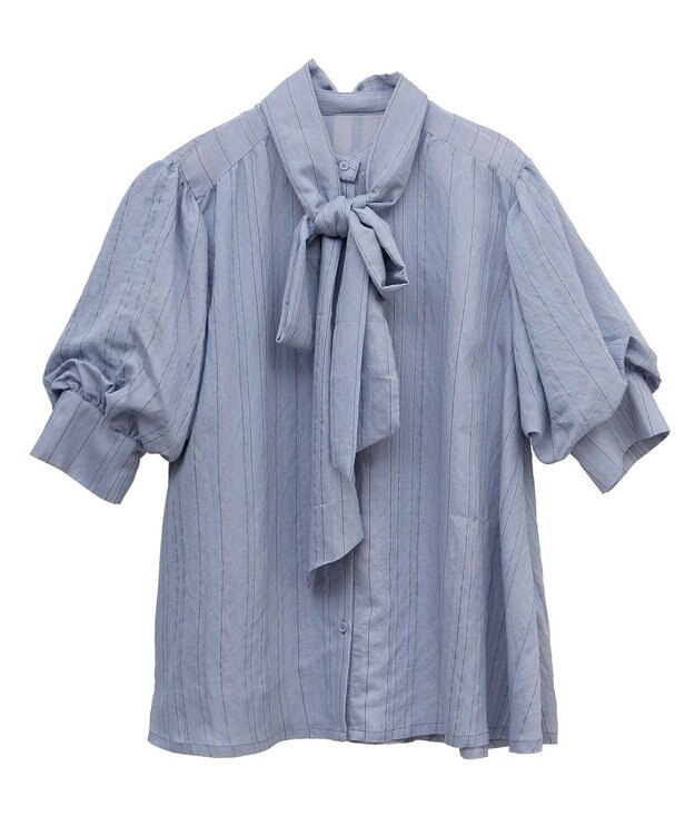 Green Parks ２ＷＡＹボウタイバルーンスリーブブラウス Sax