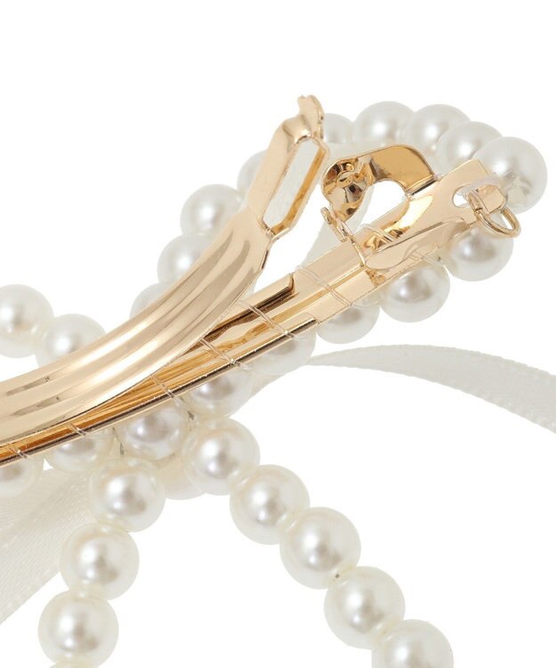 Maison de FLEUR パールサテンリボンバレッタ Ivory