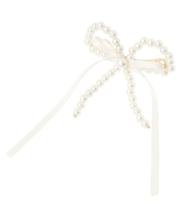 Maison de FLEUR パールサテンリボンバレッタ Ivory