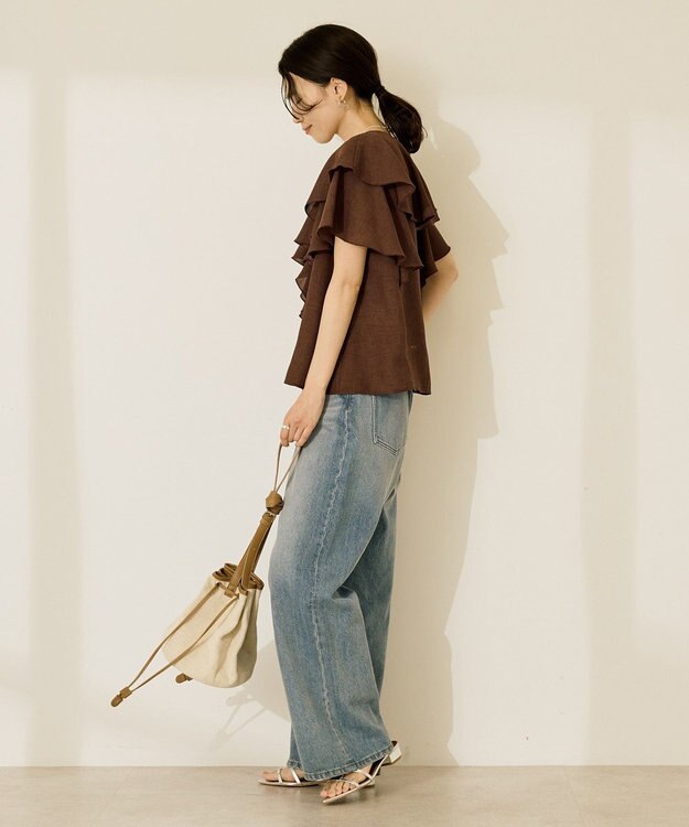 AMERICAN HOLIC イージーケアフリルシャツ Chocolat