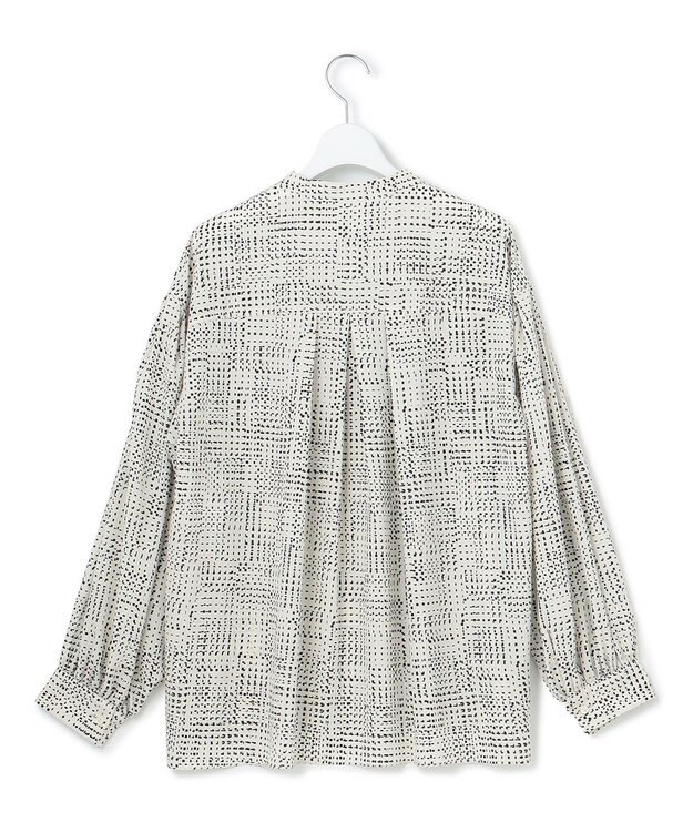 23区 L 【洗える】モノクロトーンプリント ブラウス アイボリー系