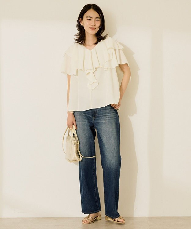 AMERICAN HOLIC イージーケアフリルシャツ Off White