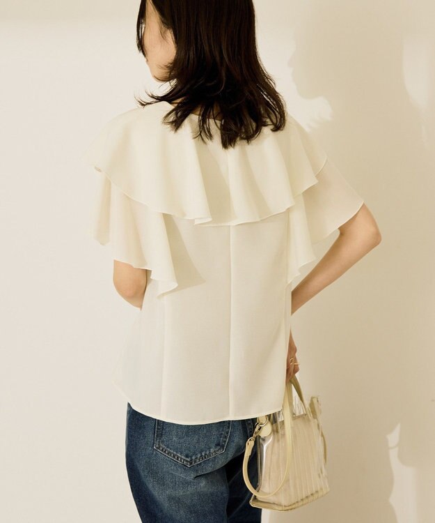 AMERICAN HOLIC イージーケアフリルシャツ Off White