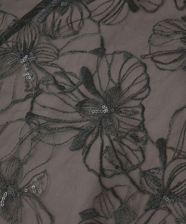 YECCA VECCA 【2点SET】フラワー柄スパンコール刺繍ドレス Charcoal Gray