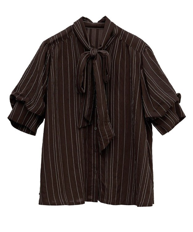 Green Parks ２ＷＡＹボウタイバルーンスリーブブラウス Brown