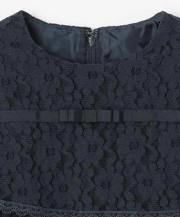 組曲 KIDS 【110-140cm】シフォンプリーツコンビ ワンピース ネイビー系