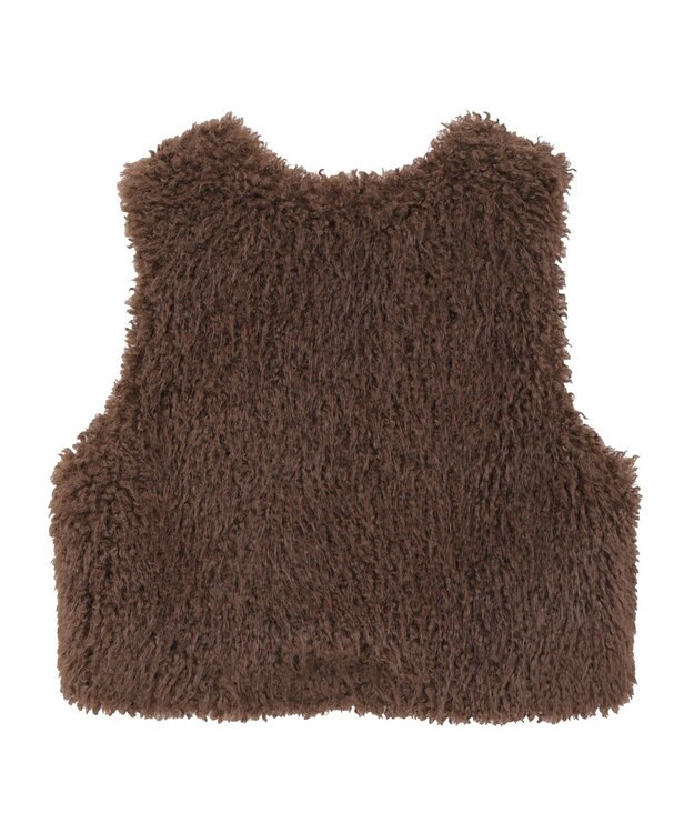 earth music&ecology フェイクファーショートジレ Brown