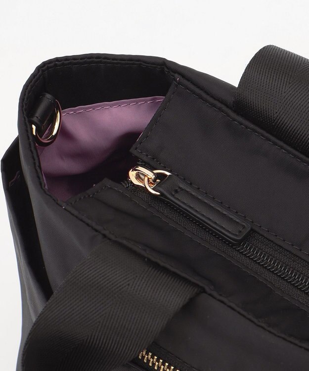 TOCCA 【サスティナブル素材・撥水・WEB＆一部店舗限定】NUOTO NYLON TOTE トートバッグ ブラック（ショルダー紫ピンク）