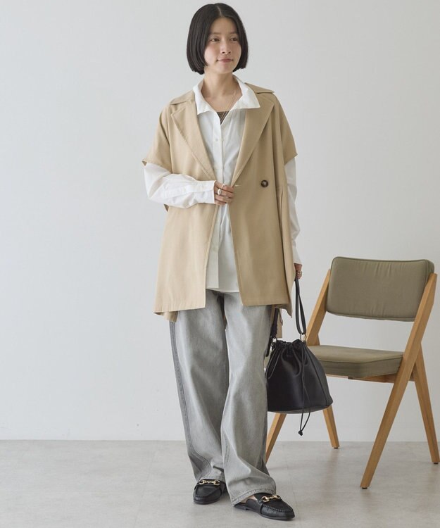 AMERICAN HOLIC 【花粉防止加工】サイドスリットベスト Beige