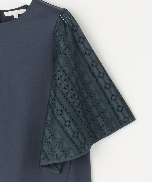 自由区 L 【カタログ掲載・洗える】エンブロイダリーコンビジャージ カットソー インク