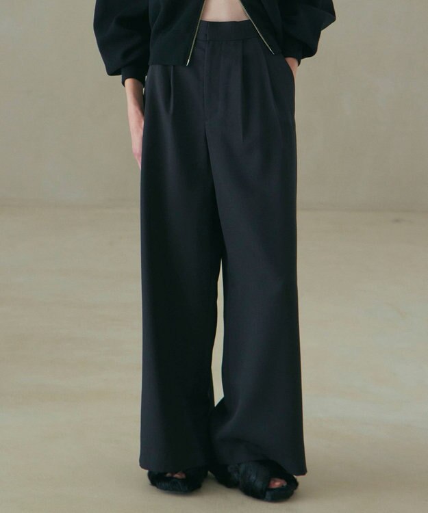 NAVE 【ReNAVE・洗える/UVカット】スパンポリエステル パンツ ブラック系