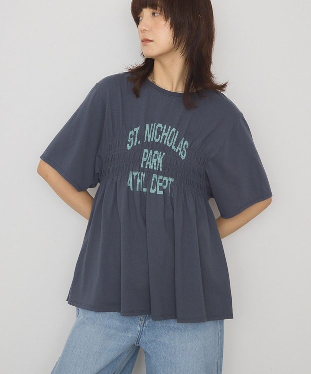 AMERICAN HOLIC シャーリングプリントTシャツ Navy