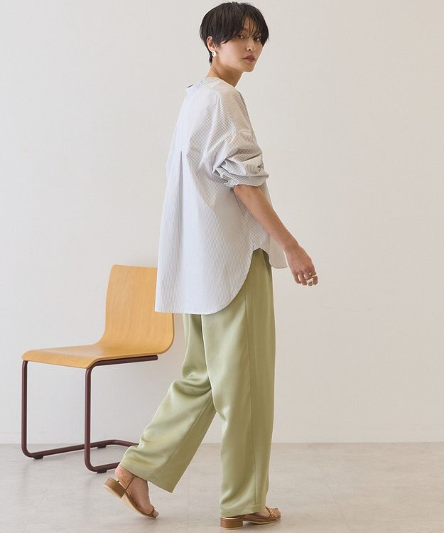 AMERICAN HOLIC 【イージーケア】ストライプVネックシャツ Off White