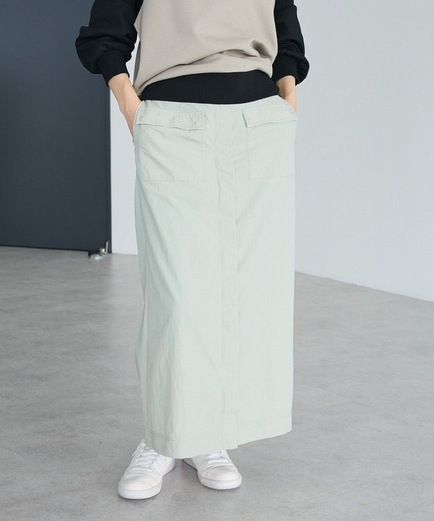 CRAFT STANDARD BOUTIQUE ナイロンダブルウエストIラインスカート Light Beige