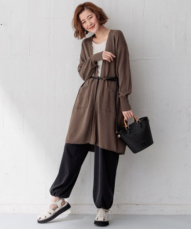 23区 【Oggi4月号掲載/洗える】シルキーストレッチ パラシュートパンツ ブラック系