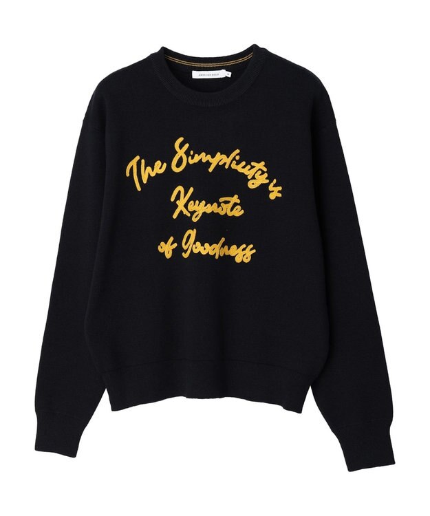 AMERICAN HOLIC サガラ刺繍ミラノリブニットプルオーバー Navy