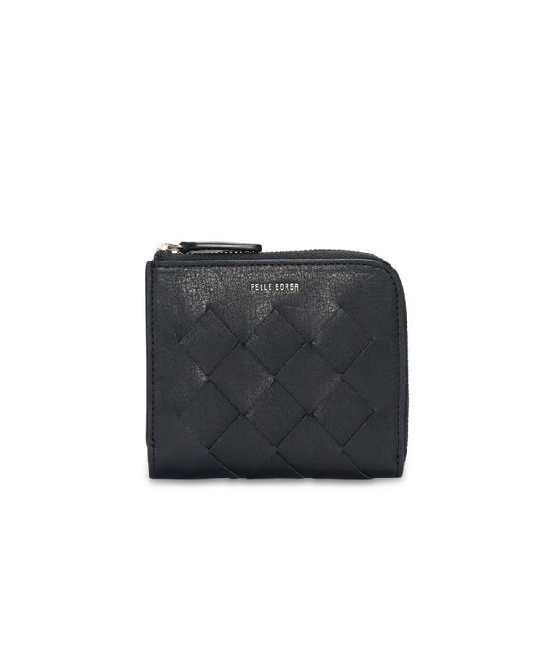 PELLE BORSA メッシュL字ファスナーミニ財布 Chrono Weave クロノウィーブ 5842 ブラック