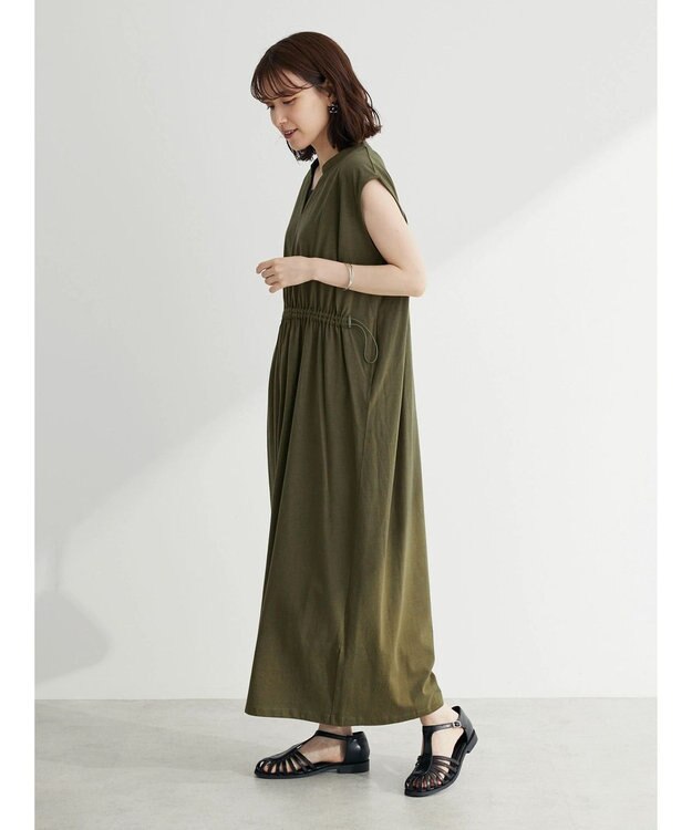 Green Parks ・ＳＵＧＡＲ　ＳＰＯＯＮ　ウエストドロストワンピース Khaki
