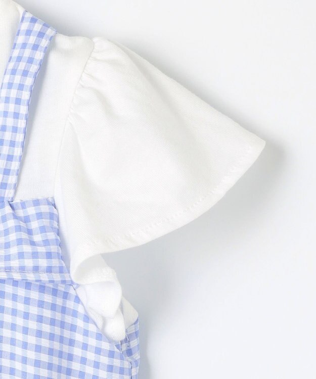 ANY KIDS ギンガム ドッキングワンピース サックスブルー系