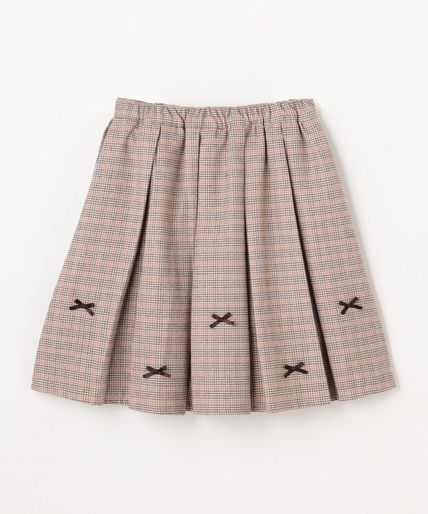 ANY KIDS リボンプリーツスカパン ブラウン×チェック