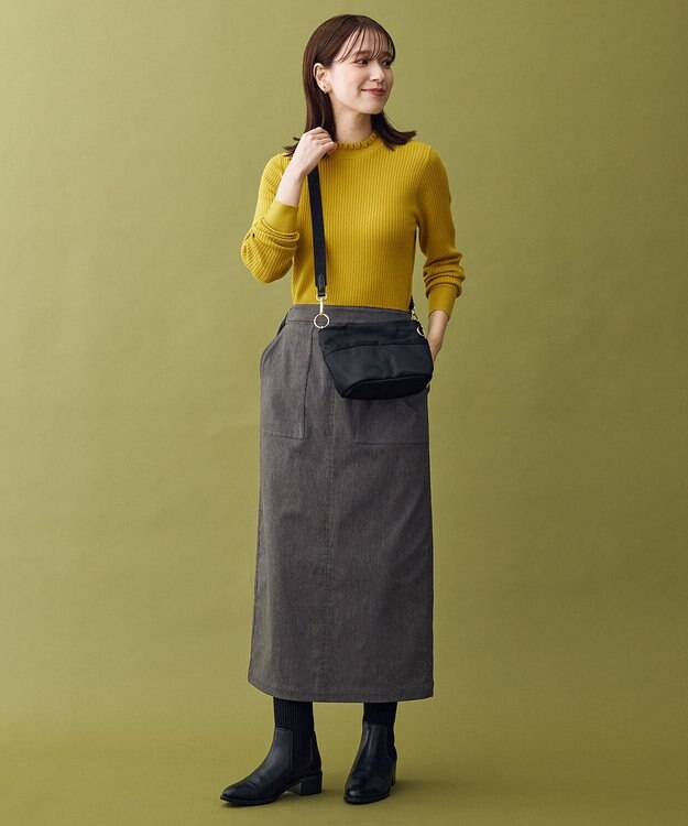 ANY L 【6色展開】フリルネックニット マスタード