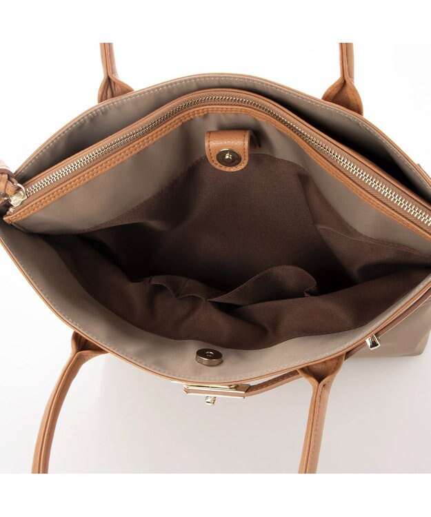 UNBILLION 【テレビ ドラマ着用アイテム】ペルケ perche / ナイロン牛革ヒネリ金具トートバッグ ベージュ