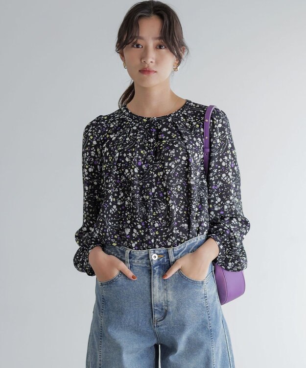 組曲 S プティフラワープリント ブラウス ブラック系5