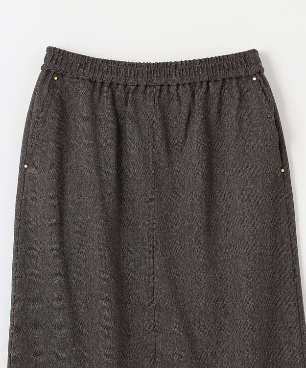 ANY 【ウエストゴム】クラシカルツイードタイトスカート ブラウン