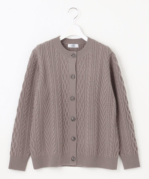 J.PRESS LADIES 【洗える】EIGER CORD アラン カーディガン ライトグレー系