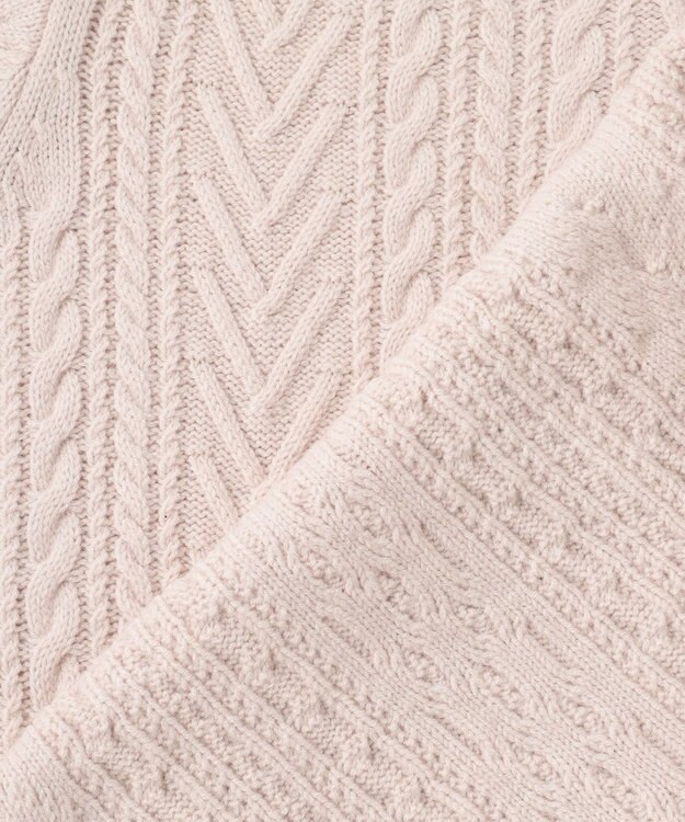 J.PRESS LADIES 【洗える】EIGER CORD アラン カーディガン アイボリー系