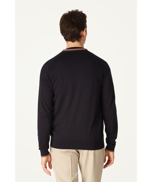 DAKS John Smedley for DAKS ハウスストライプカーディガン ネイビー