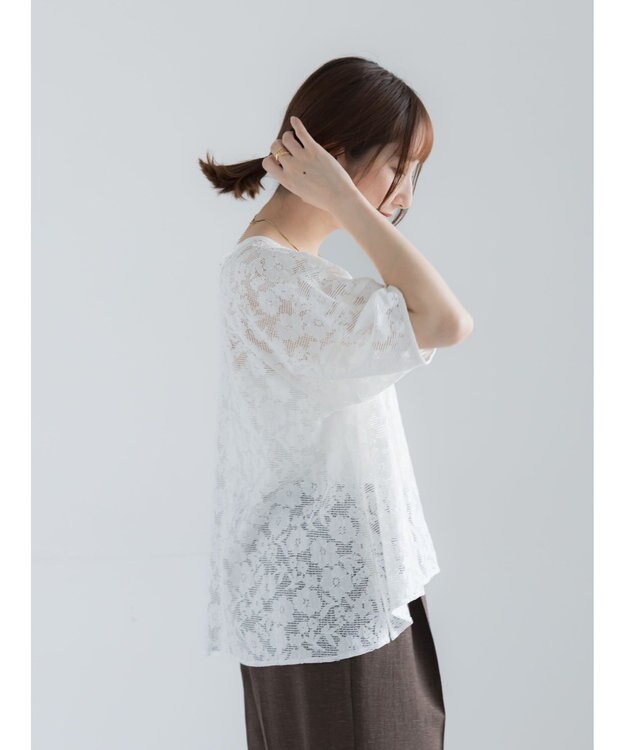Te chichi メッシュレースボリュームスリーブブラウス オフホワイト