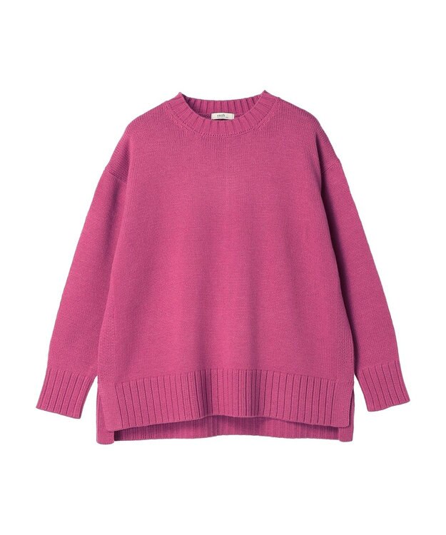 earth music&ecology ウォッシャブル脇スリットクルーネックプルオーバー Pink