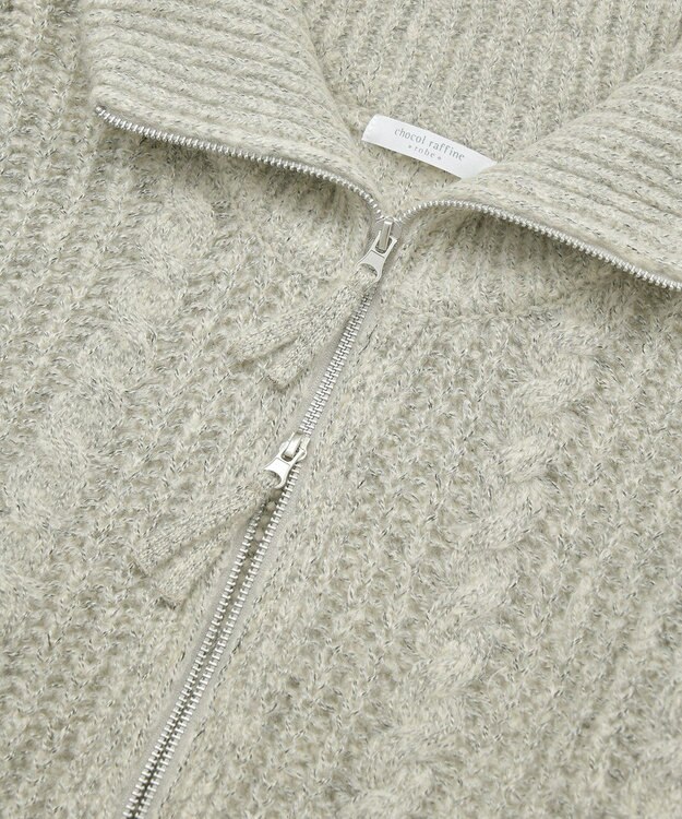 Green Parks 衿付きケーブルｚｉｐカーディガン Light Beige