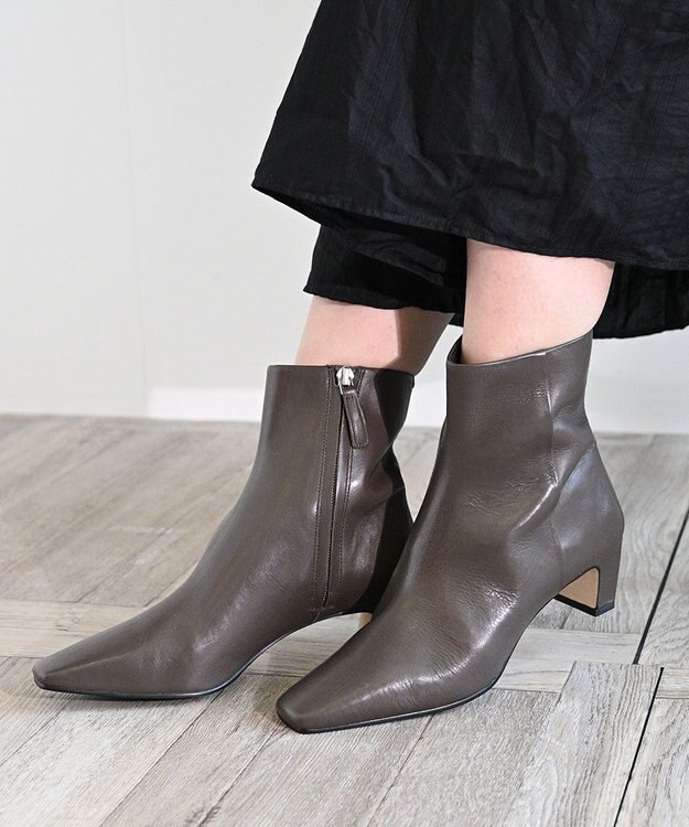 APOM イタリアンカーフ サイドジップアンクルブーツ 45 グレー