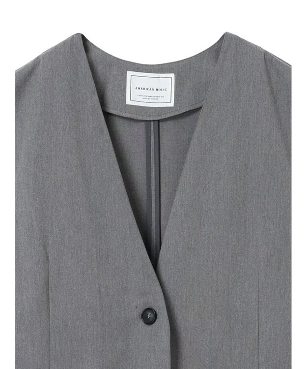 AMERICAN HOLIC ロングＶネックジレ Gray Mixture