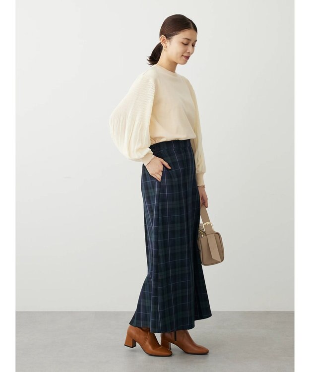 Green Parks プリーツ袖ニットプルオーバー Ivory