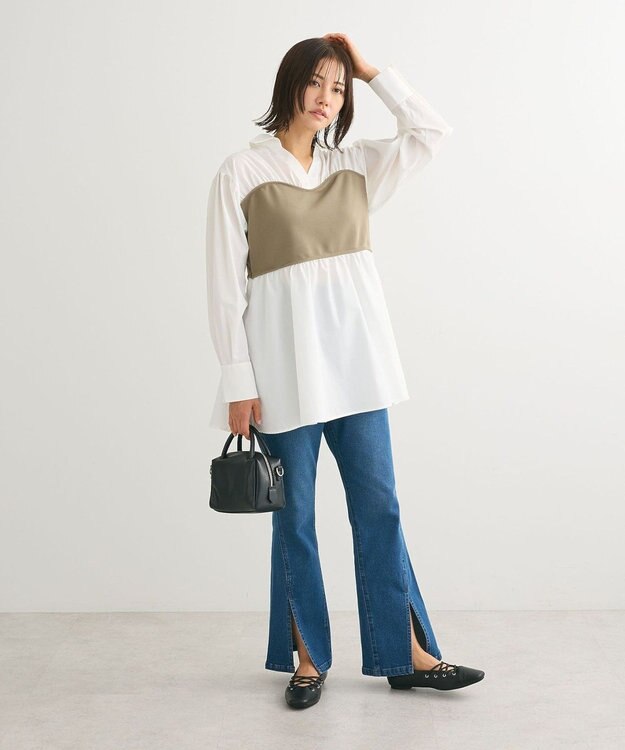 Green Parks ・ＳＵＧＡＲ　ＳＰＯＯＮ　デニムスリットフレアパンツ Indigo