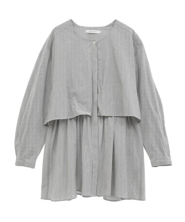 AMERICAN HOLIC サッカーティアードロングブラウス Stripe