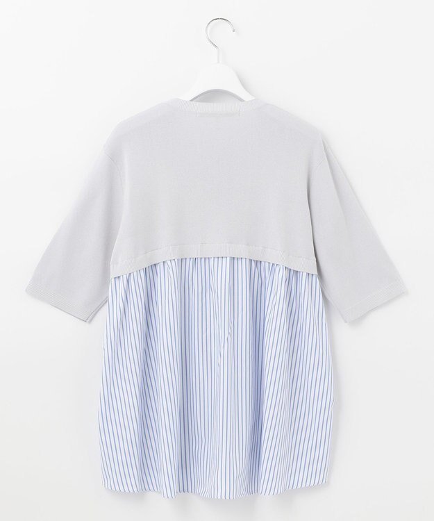 自由区 【洗える】ハイツイストコットンアセテート バックデザイン プルオーバーニット ライトグレー系1