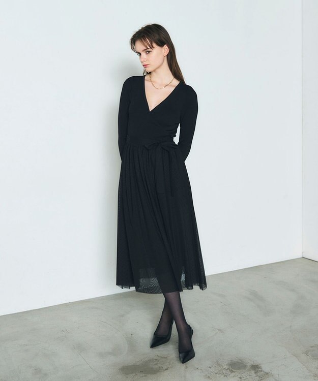 GRACE CONTINENTAL チュールコンビニットワンピース ブラック