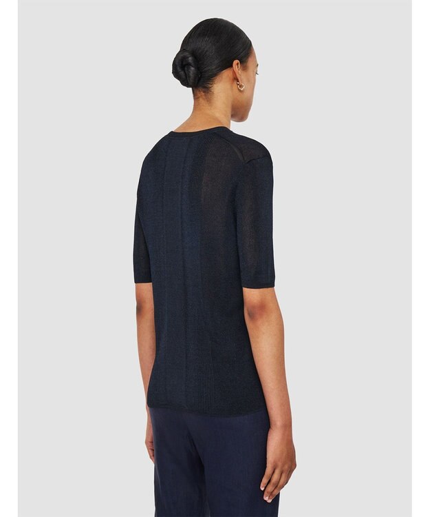 JOSEPH クリスピーレーヨン　ショートスリーブニット Navy