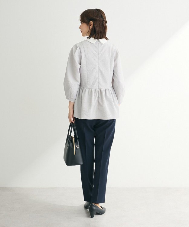 Green Parks ef-de 衿取り外しペプラムブラウス Light Gray