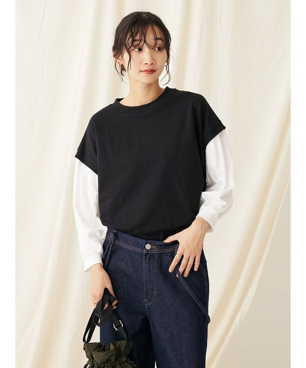 CRAFT STANDARD BOUTIQUE ９分袖ショルダータックプルオーバー Black