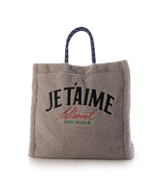 UNBILLION カシュカシュ cachecache / ボア刺繍リバーシブル2wayトート ライトグレー