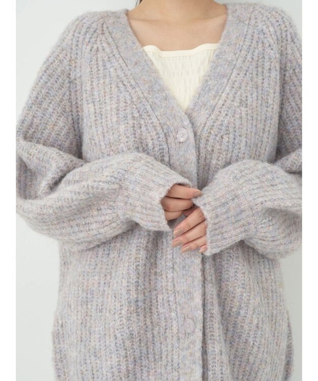 earth music&ecology フワフワＭＩＸヤーンカーディガン Lavender